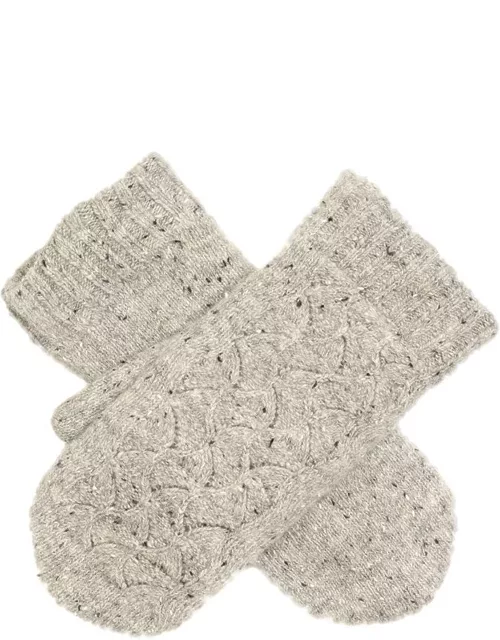 Dents Women's Lace Knit Wool Blend Mittens In Winter White