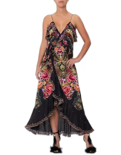 Dance With Duende Long Wrap Dress w/ Fril