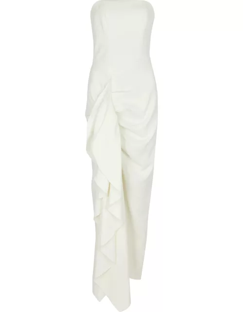 Solace London Thalia Draped Strapless Midi Dress - Cream
