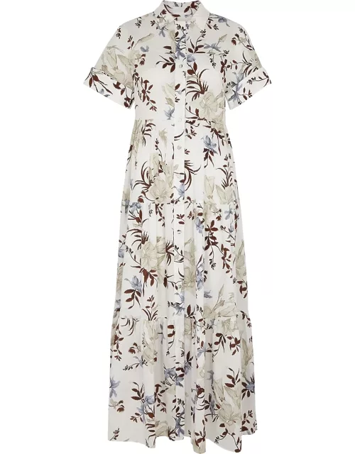 Erdem Helena Floral-print Cotton-blend Maxi Dress - White