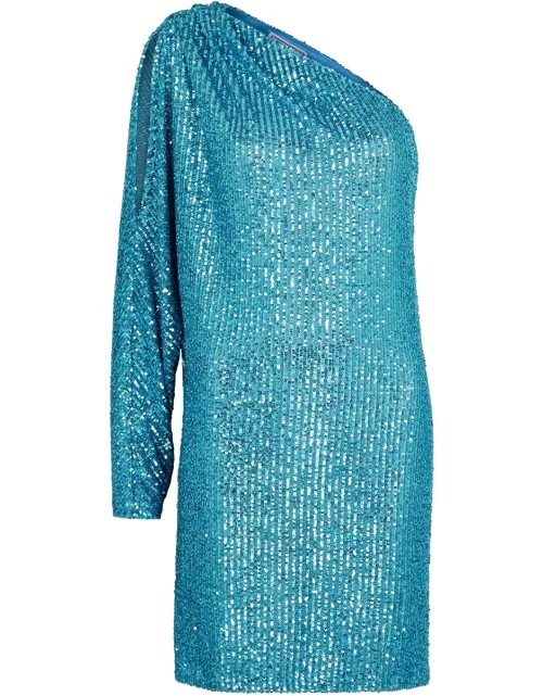 IN The Mood For Love Igor One-shoulder Sequin Mini Dress - Blue