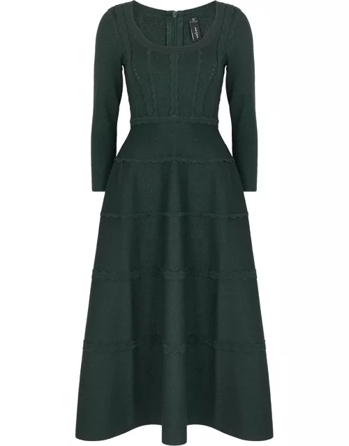 Needle & Thread Shimmer Metallic Knitted Midi Dress - Dark Green