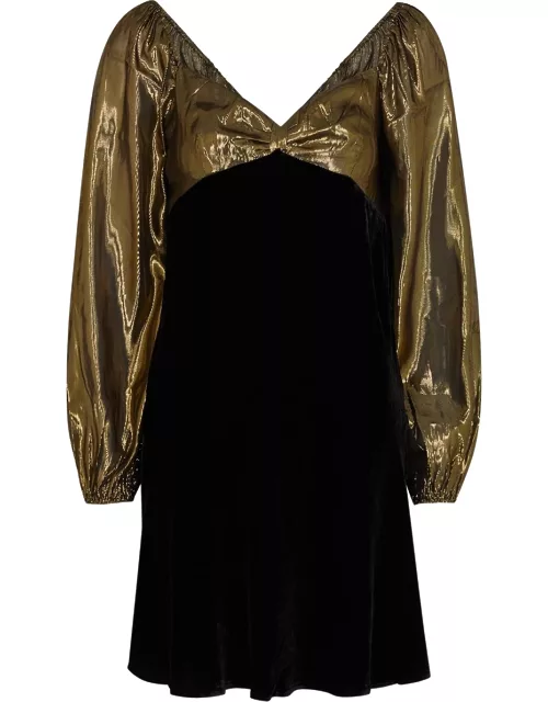 Rixo Paris Lamé And Velvet Mini Dress - Gold