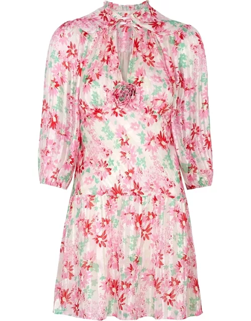 Rixo Devi Floral-print Silk Mini Dress - Pink