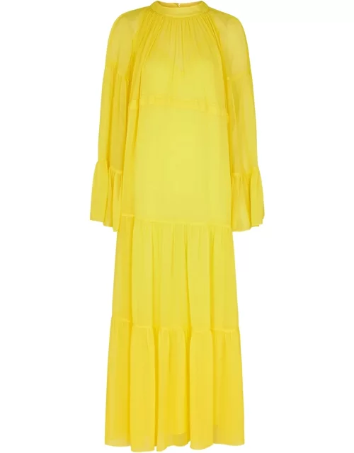 Lee Mathews Clyde Tiered Georgette Maxi Dress - Yellow