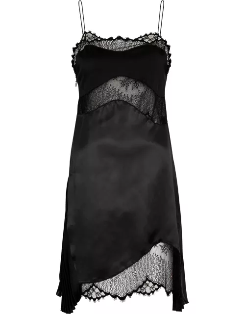 Victoria Beckham Lace And Satin Mini Dress - Black