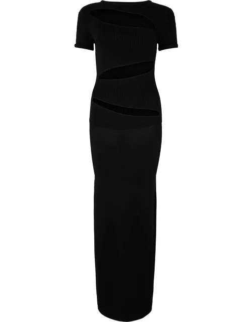 Christopher Esber Slashed Cut-out Ribbed-knit Maxi Dress - Black