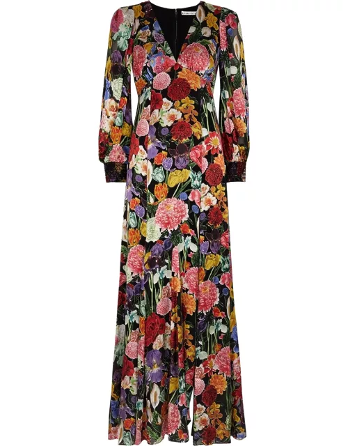 Alice + Olivia Tula Floral-devoré Chiffon Maxi Dress - Multicoloured