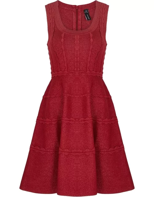 Needle & Thread Shimmer Metallic Knitted Mini Dress - RED