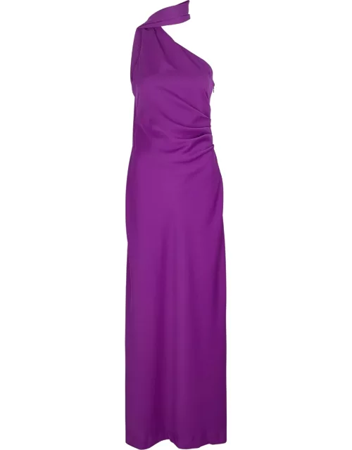 Misha Ellison One-shoulder Satin Maxi Dress - Purple