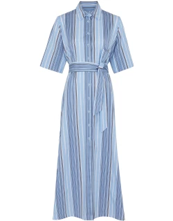 Evi Grintela Valerie Striped Cotton Shirt Dress - Blue