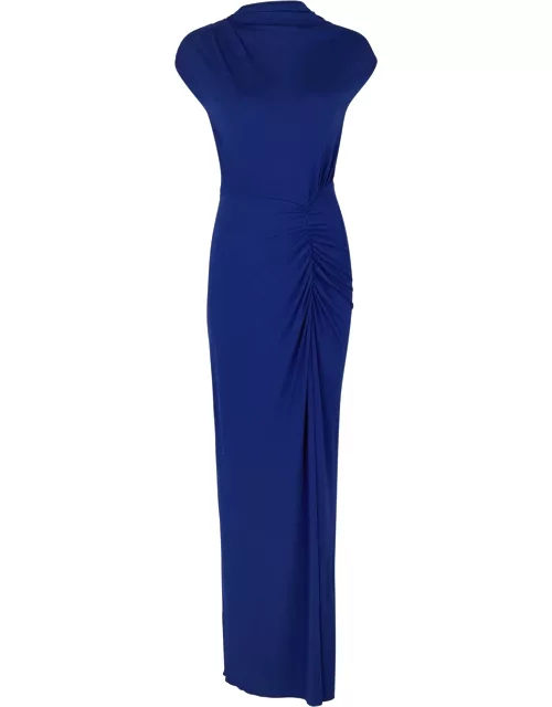 Diane Von Furstenberg Apollo Ruched Jersey Maxi Dress - Blue