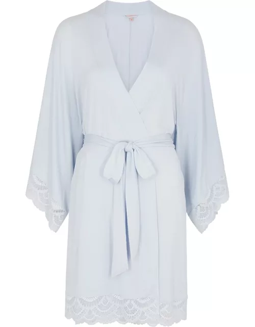 Eberjey Mariana Lace-trimmed Stretch-jersey Robe - Blue