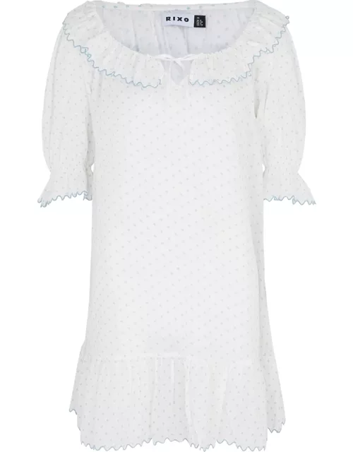 Rixo Elen Polka-dot Cotton Night Dress - White