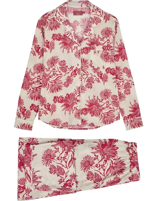 Desmond & Dempsey Cactus Flower Cotton Pyjama Set - Pink