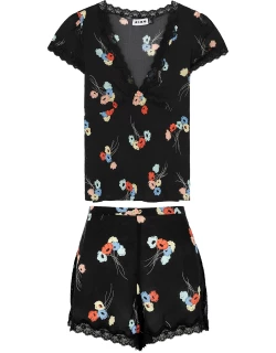 Rixo Maddy Floral-print Pyjama Set - Black