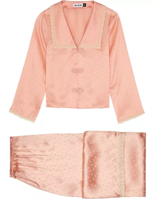 Rixo Anabelle Polka-dot Silk-satin Pyjama Set - Pink