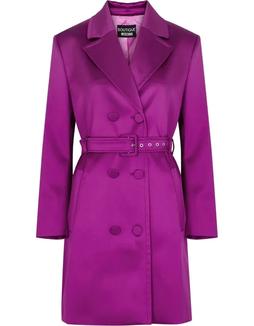 Boutique Moschino Belted Stretch-satin Coat - Dark Pink