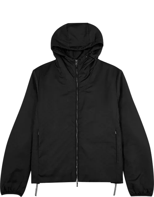 Emporio Armani Logo-jacquard Hooded Nylon Jacket - Black