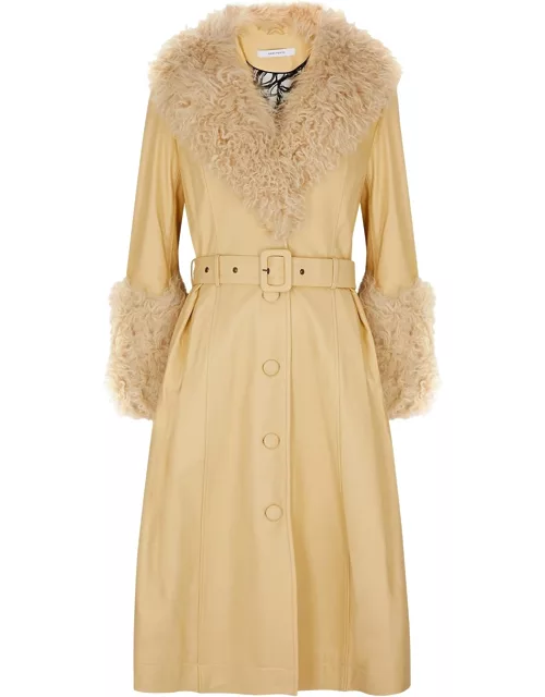 Saks Potts Foxy Shearling-trimmed Leather Coat - Yellow