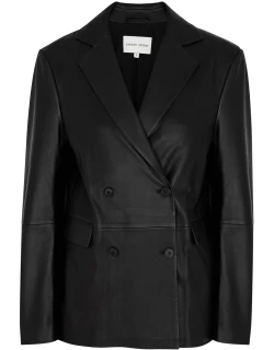 Loulou Studio Double-breasted Leather Blazer - Black
