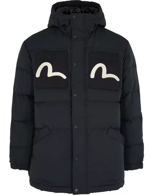 Evisu Quilted Hooded Shell Jacket - Black