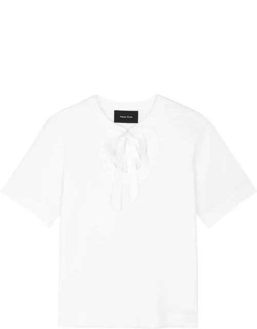 Simone Rocha Ruffled Cut-out Cotton T-shirt - White