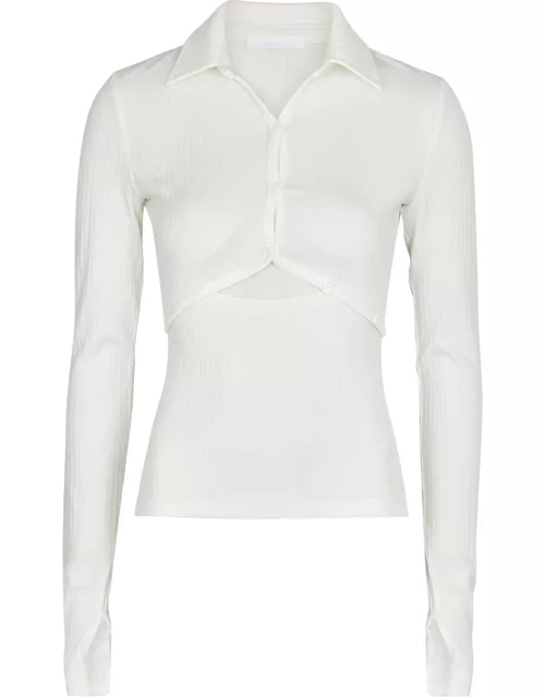 Helmut Lang Ribbed Cut-out Stretch-jersey Top - Ivory