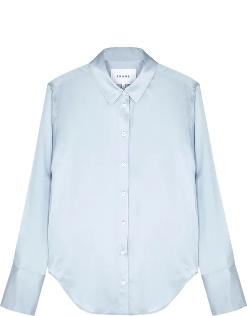 Frame The Standard Stretch-silk Satin Shirt - Blue