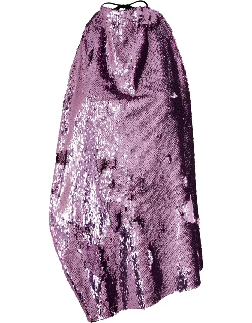 Marques' Almeida Asymmetric Halterneck Sequin Top - Pink