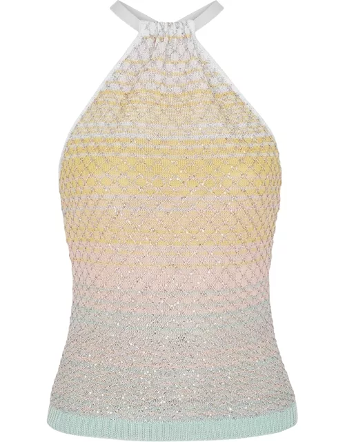 Missoni Sequin-embellished Halterneck Knitted Top - Multicoloured