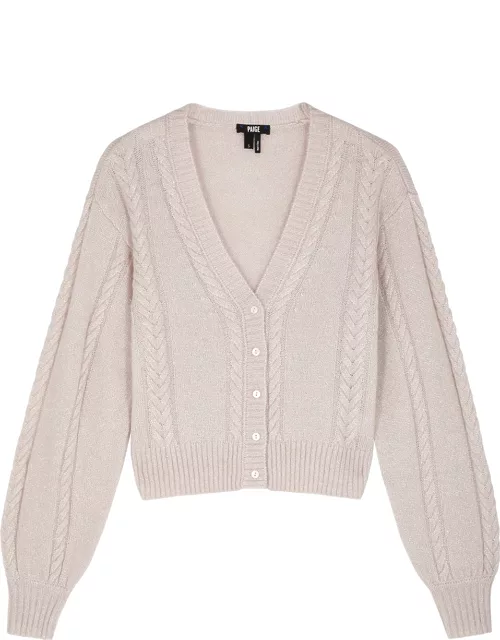 Paige Sofie Metallic Cable-knit Cardigan - Pink
