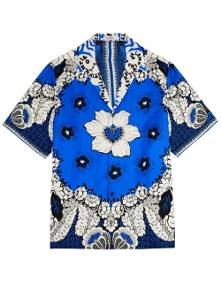 Valentino Bandana-print Silk Shirt - Blue