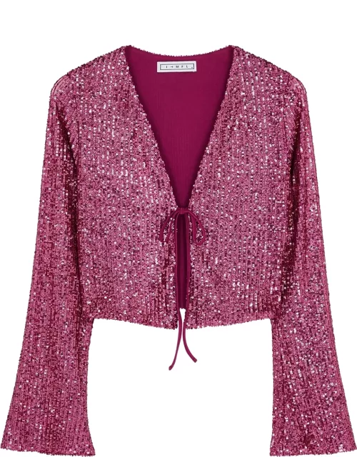 IN The Mood For Love Ruddy Cropped Sequin Top - Pink