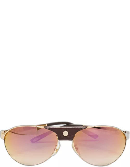 Chopard Brown/Rose Gold SCH983 Limited Edition 885/999 Aviator Sunglasse