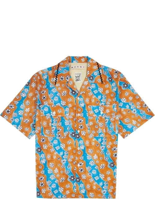 Marni Floral-print Cotton Shirt - Orange