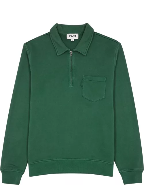 Ymc Sugden Half-zip Cotton Sweatshirt - Green