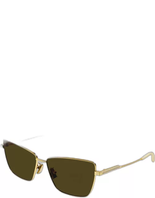 Rectangle Golden Metal Sunglasse