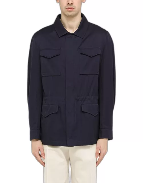 Blue cotton multi-pocket jacket