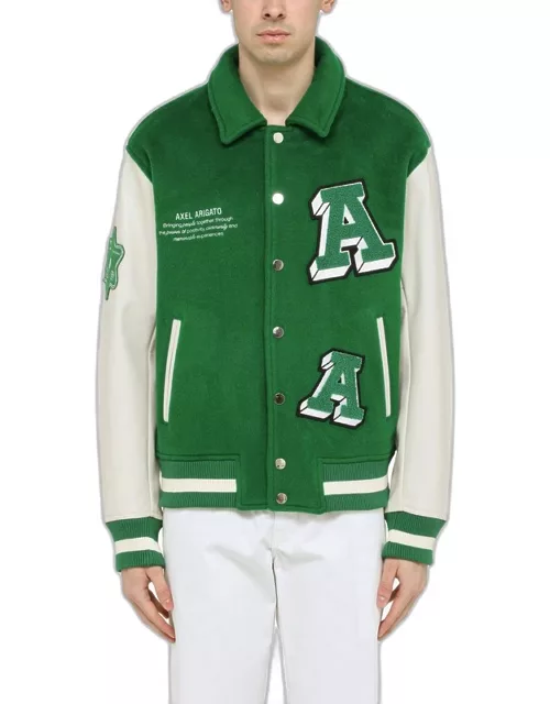 Green bomber jacket with patch