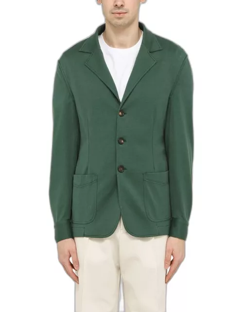 Green single-breasted jacket in cotton blend