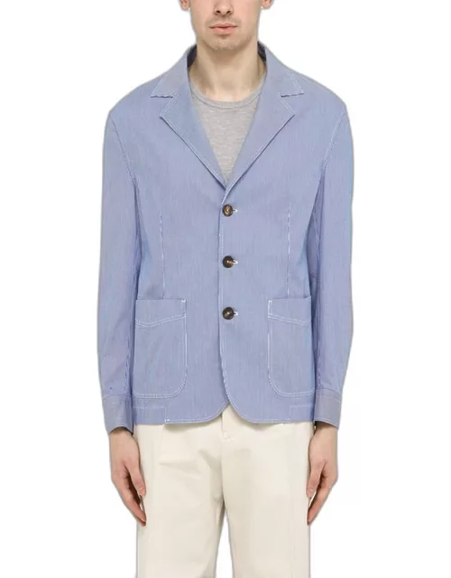 Blue/cream striped single-breasted jacket