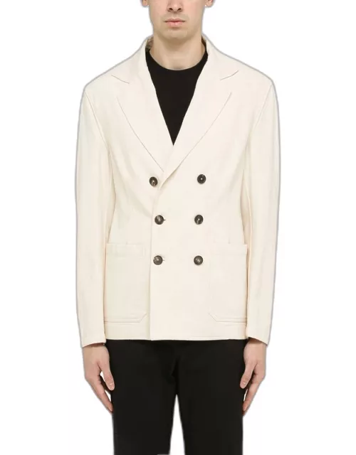 Cream double-breasted jacket in cotton
