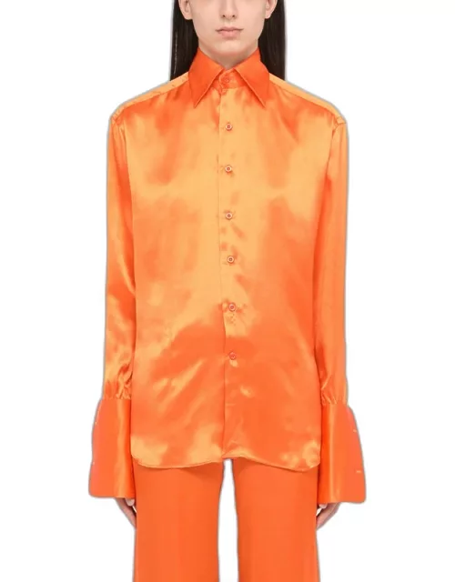 Orange silk regular shirt