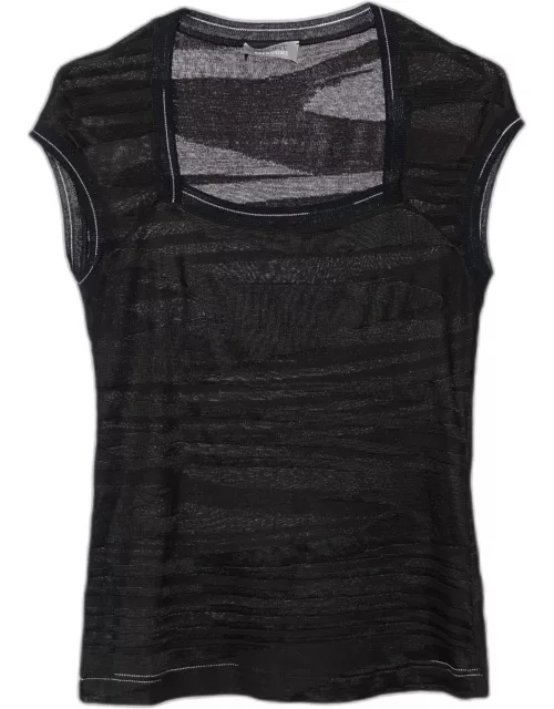 Missoni Sport Black Patterned Knit Sleeveless T-Shirt