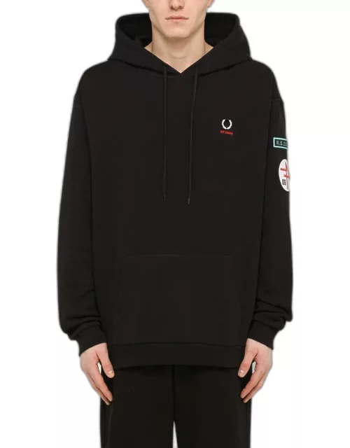 Black sweatshirt hoodie with embroiderie