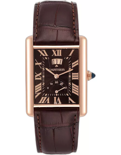 Cartier Brown 18k Rose Gold Tank Louis W1560002 Manual Winding Men's Wristwatch 29 m