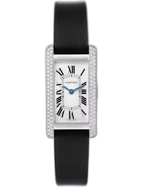 Cartier Silver 18k White Gold Tank Americaine WB701851 Quartz Women's Wristwatch 19 m