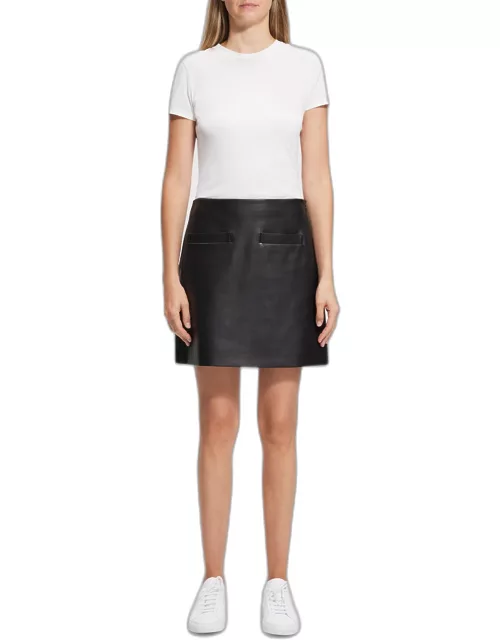 Welt-Pocket Nappa Leather Mini Skirt