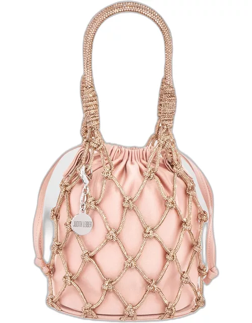 Sparkle Crystal Net Top-Handle Bag